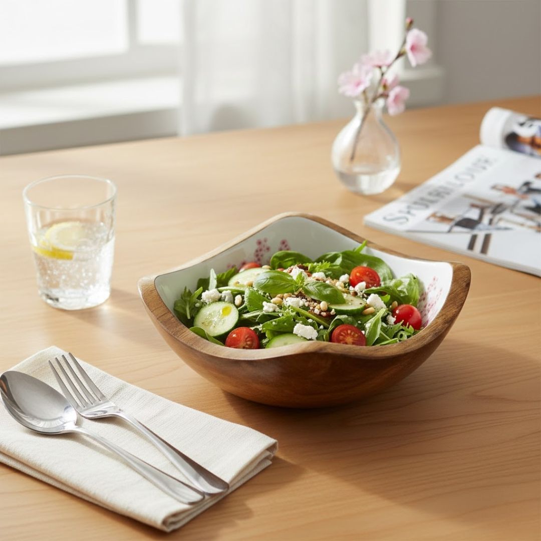 Enamel Wooden Bowl for Sustainable Dining – M 3.0